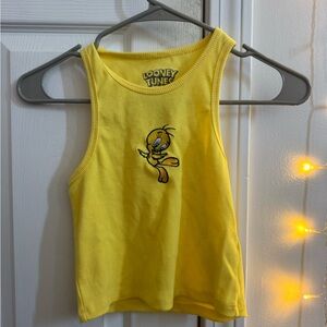 Warner Bros Yellow Athletic Tank Top Vibrant Sleeveless Design